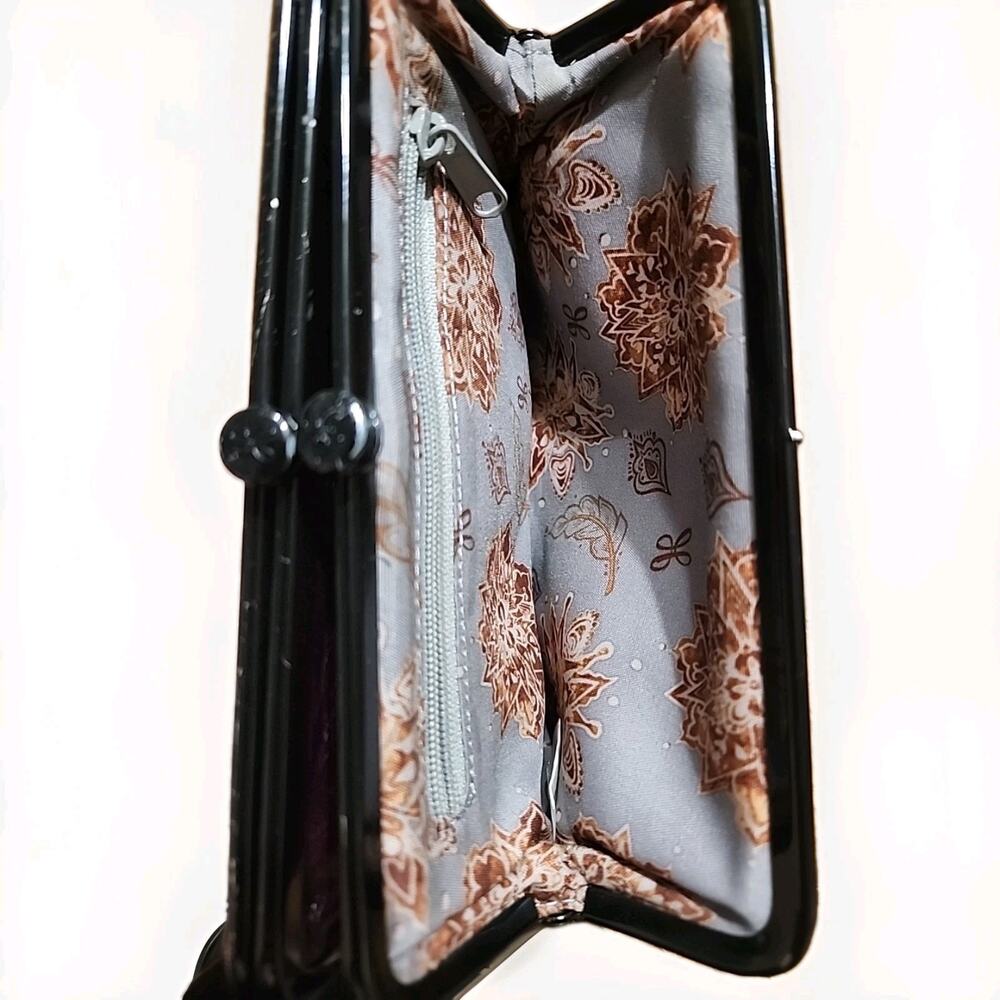 HOBO Lauren Double Frame Clutch Retired Eggplant Smooth Leather Wanderlust In. - Picture 9 of 9